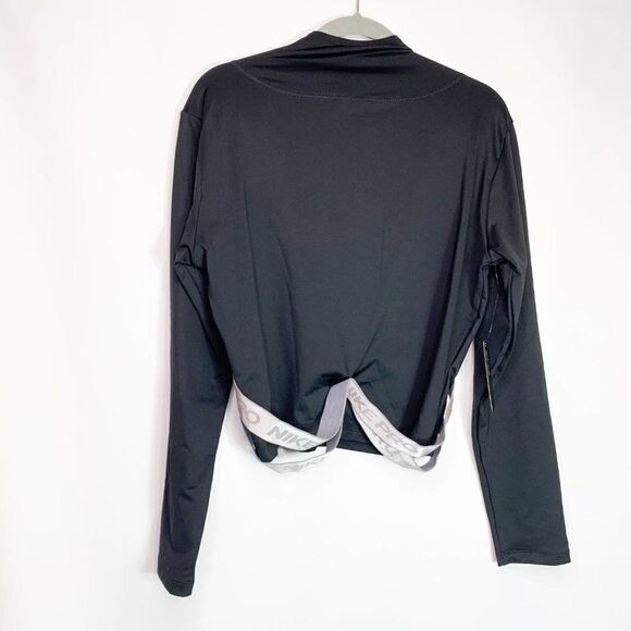 Nike Pro Hyperwarm Womens Black Activewear Tight Fit Half Zip Cropped Top Sz XXL - Picture 2 of 8